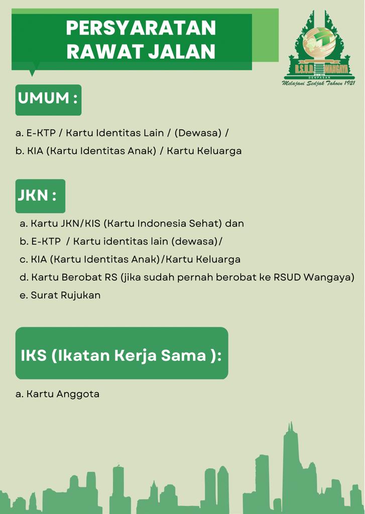 Persyaratan Pendaftaran Rawat Jalan RSUD Wangaya Kota Denpasar